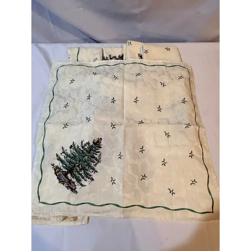 Spode Christmas Tree Damask Cloth Napkins Set of 12 Avanti Holiday Table Linens